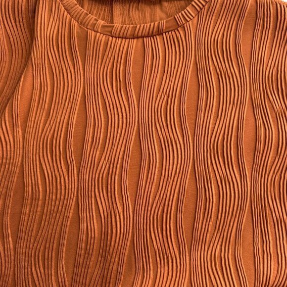 Womens Rust Textured Sleeveless Top XL Orange Ribbed Summer Blouse Relaxed Fit - Picture 6 of 8